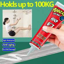 Heavy Duty Clear Nail Free Glue Waterproof Strong Bond No Drilling Adhesive Squeeze Tube Traceless Wall Mounting Adhesive For Bathroom Kitchen Tile Wood Plastic Metal Home Decor - Enhanced Nail-free Adhesive - View 3