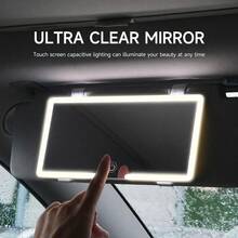 Ultra Thin LED Car Makeup High-Definition Mirror Sunshade Makeup Hanging Mirror USB Charging Sun Visor Dimmable Touch Screen Car Interior Dressing Table Female Mirror - White - View 1