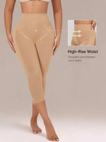High Waist Seamless Slimming Shaping Leggings - Apricot - View 3
