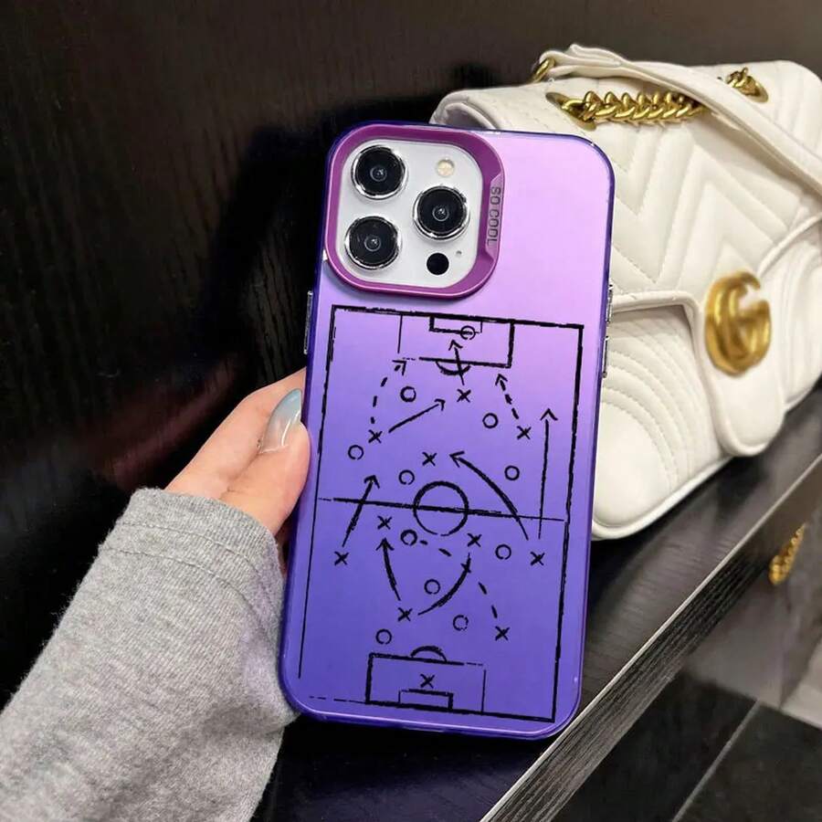 Case For IPhone 17 16 15 14 Pro Max Plus 13 Mini 12 11 Pro Max Cases Football Basketball Tactical Board Pattern Laser Covers - CH-purple ZQZS 1 - View 1