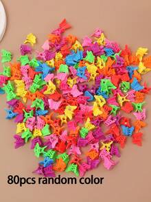 80pcs Cute Mini Colorful Butterfly Hair Clips, Suitable For Girls, Perfect As Back To School Season Gift - 彩色 - 查看 9