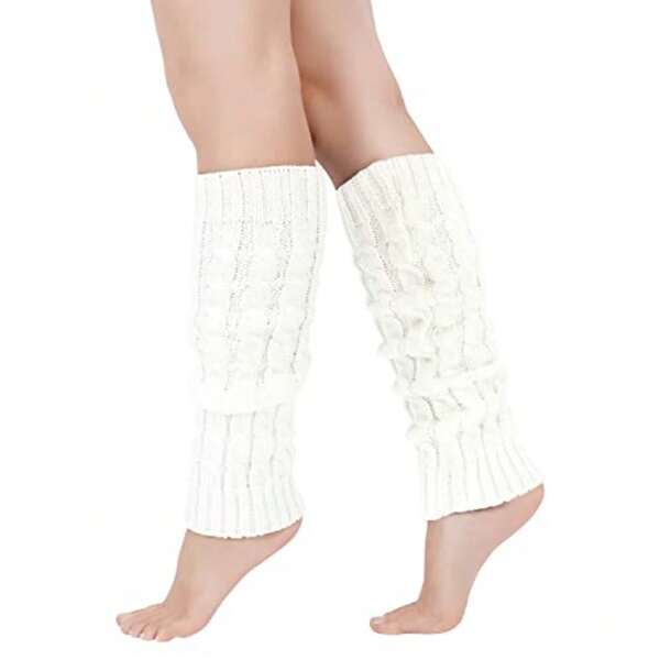 Junely Leg Warmers For Women 80s Cable Knit Leg Warmer For Ballet Dance Figure Skating Yoga Party Junior Neon Long Socks