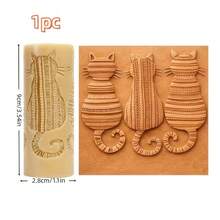 1pc Striped Cat Texture Roller - Plastic Relief Stick With Cat Pattern, Suitable For Pottery And Ceramic Crafts, DIY Clay Seals, Can Be Used For Coasters, Pendants, Jewelry Making, Sculpture Creation - Durable, Can Be Used For Halloween And Christmas - Striped Cat Texture Roller 1pc - View 2