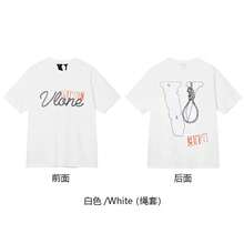 New VLON JERRY Loose Short-Sleeve T-Shirt, Couple Street Style, Summer Fashion Brand, Reflective Smoke Print, Unisex - White (lanyard) - View 1