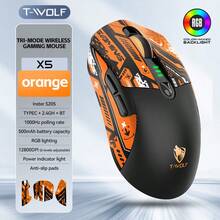 T-WOLF X5 Tri-Mode Gaming Mouse Wireless Bluetooth Anti-Slip Grip 1000Hz Polling Rate Lightweight Gaming Mouse For PC Competitive Gaming Business Office With Cute Stickers - View 14