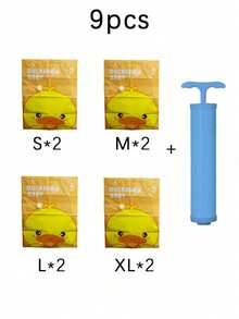 10pcs/1pc Yellow Duck Vacuum Compression Bags, Large Capacity Clothing Storage Compression Bags, Foldable Thickened Vacuum Storage Bags, Moisture-Proof Waterproof Space-Saving,Multiple Sizes Available, Vacuum Storage Bags Storage Bag Travel Essential - View 9