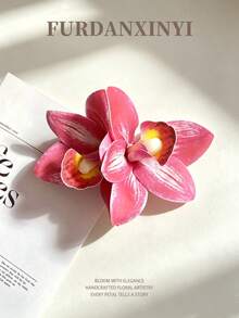 FURDANXINYI 7/5/4/1pc, Artificial Blue Orchid Flower Hair Clip, Handmade Sweet Hawaiian Beach Holiday Decor Women's Hair Accessory, Perfect For Spring And Summer! Soft Artificial Flower Hair Accessory Suitable For Women's Wedding Beach Hairstyle Accessory!, Bohemian Style Large Artificial Orchid Hair Pin, Vintage Colorful 3D Flower Hair Clip, Wedding Bridesmaid Headpiece - Multicolor - View 15