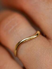 4pcs/1pc 18K Gold Plated Multi-Layer Streamlined Ring Set, Women's Ring, French Style, Luxury Gift Jewelry For Women - Gold - View 12