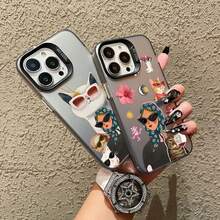 Cartoon Cute Cat Headscarf Women Phone Case For IPhone 17 13 12 Mini 11 Pro Max 16 15 14 Plus Pro Max Shockproof Laser Case - CH-Black NRYM 5 - 查看 3
