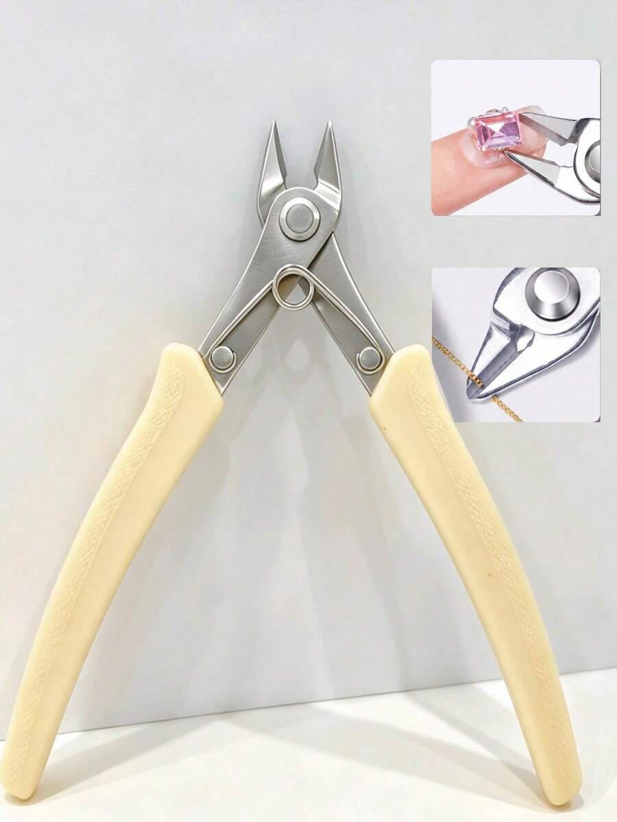1pc Rhinestone Gemstone Removal Pliers, Nail Polish Remover Pliers, Wire Cutter, Multi-Function Comfortable Grip Women's Nail Art Tool, Nail Art Rhinestone Remover, Travel Essential - Multicolor - View 1