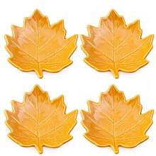 4pcs/Set 4-Inch Autumn Maple Leaf Shaped Ceramic Spoon Rest, Autumn Tableware Spoon Holder, Coffee Bar Decor Tray, Thanksgiving Halloween Home Decor Gift - View 14