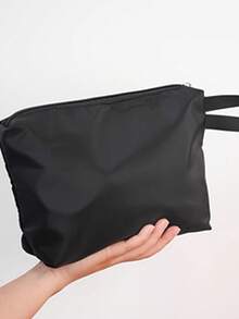 Minimalist Beige Large Capacity Cosmetic Bag, Portable Waterproof Travel Toiletry & Makeup Organizer For Business Trips - Multicolor - View 3