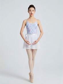 1pc Women's Chiffon Ballet Wrap Skirt, Adjustable Tie Sheer Flowy Mini Skirt, Single Layer Wrap Skirt, Suitable For Dance Performance, Gym Workout, Ballet Style Daily Layering - Multicolor - View 9