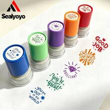 5pcs 2.5cm Colorful Teacher & Parent Grading Stamps, Praise & Encouragement Stamps, Round Colorful Set, English Global Learning Reward, Colorful Patterns & Motivational Phrases, 5 Colorful Patterns Suitable For Teachers And Parents To Grade Homework, Encouraging Language, Well Done, Superb, Back To School Season Teacher Gift - Sets - View 3