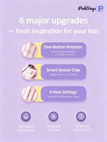 PinkSings One-Click Automatic Hair Curler, 32mm Barrel, Left-Right Auto Curling Iron, 4 Temperature Modes, Negative Ion Generator, Smart Timer And Sensor, Auto Shut-Off, Best Christmas Gift - Pink - View 9