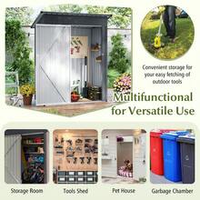 Outdoor Metal Storage Shed – 181 X 153 Cm Gray Galvanized Steel Tool House For Garden, Patio Or Yard Use – Rust-Resistant, Easy Assembly, Compact Design, Weather-Resistant Finish, Foldable Door, Ventilation Slots, Floor-Compatible Structure - Grey - View 9