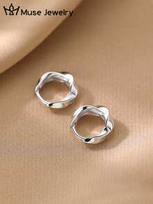 1 Pair Minimalist Mobius Geometric Copper Ear Cuffs Suitable For Women's Daily Commute Wear - Silver - View 2