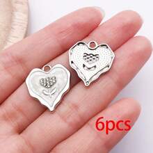 6/10 pièces pendentif cœur ondulé émaillé, breloque fleur en alliage avec strass, accessoires pour la fabrication de bijoux, matériaux DIY pour bracelet, collier et boucles d'oreilles faits main - Cœur - Voir 12