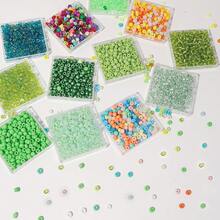 3mm 綠色調迷你玻璃種子珠組 28格收納盒裝 混色磨砂透明小珠，DIY珠寶手工、手鍊項鍊耳環手工藝 - A - 查看 3