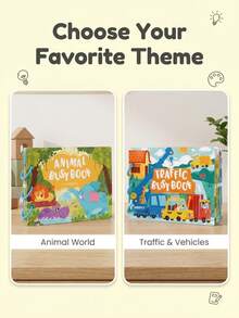 4Pcs Cartoon Themed Busy Book Set, Dinosaur/Animal/Number/Traffic Pattern Tear & Stick Activity Book, Cognitive Training Interactive Book For Kids Age 0-4, Preschool Learning Activity Toy - Multicolor - View 9