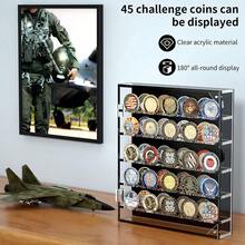 5 Layer Coin Display Box, Round Badge Case With Removable Shelves & Magnetic Door For 40mm Coins, Collection Storage Gift Idea - A - View 1
