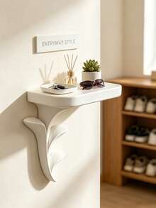 1pc Sprout Wall Storage Shelf, Figurine Display Rack, Creative Plant Style, Space-Saving, Suitable For Bedroom, Living Room, Bathroom, Kitchen, Essential Home Decor, Wedding Season Graduation Season Back To School Season Gift, Wall-Mounted Shelf, Floating Display Rack, Entryway Key Storage Wall Rack - Multicolor - View 2
