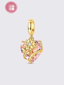 1 Pezzo Ciondolo a Forma di Cuore Apribile & Chiusurabile con Stelle Brillanti e Intarsio di Zirconi Cubici, Adatto per Bracciale & Collana Originale, Regalo Fai-da-Te per Donne - Multicolore - Visualizzare 9
