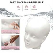 2 In 1 Mannequin Head For Makeup & Eyelash Extensions, Multi-Functional Training Doll Head For Wig Making Styling Display, Halloween - View 4