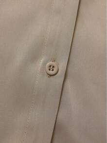 Women's Satin Button-Front Long Sleeve Elegant Lapel Blouse, Office Commute Business Casual Top, Loose Fit Solid Color Basic T-Shirt - Brown - View 8