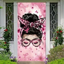 2D Door Banner, 1pc, Breast Cancer Awareness Door Banner, Breast Cancer Party Charity Party Door - Breast Cancer Prevention - View 7