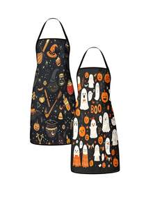 1pc Mexican Sugar Skull Day Of The Dead Apron, Vintage Floral Hat Print Kitchen Cooking Apron For Restaurant Holiday Cosplay Decor - Multicolor - View 5