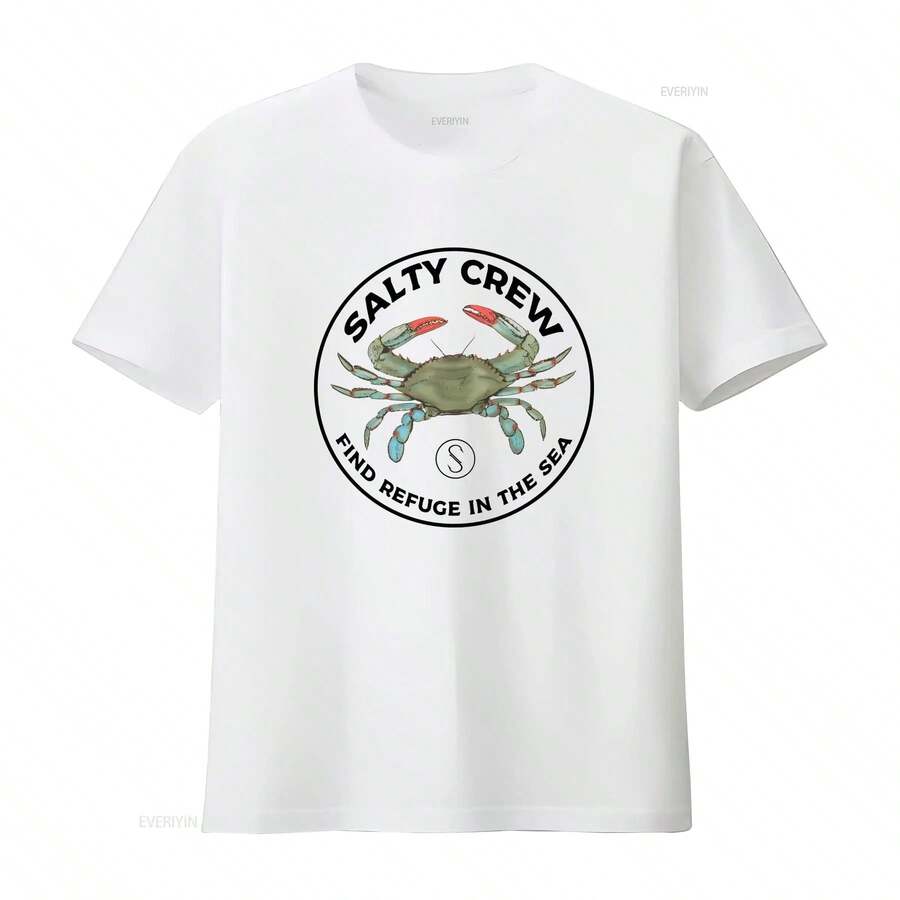 Salty Crew Blue Crabber T-Shirt, Vintage Wash, Unisex. Cult Style, Casual, Premium Quality! - White - View 1