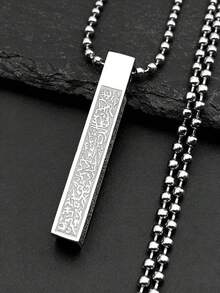 Islamic Muslim Arabic Vertical Bar Pendant Necklace For Women Men Stainless Steel Gold Color Ayatul Kursi Chain Jewelry - Necklace - View 9