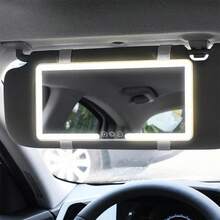 Ultra Thin LED Car Makeup High-Definition Mirror Sunshade Makeup Hanging Mirror USB Charging Sun Visor Dimmable Touch Screen Car Interior Dressing Table Female Mirror - White - View 4