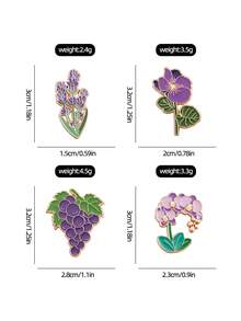 1/4pcs Purple Plant Metal Brooch, Fresh Elegant Low-Key Versatile Lightweight Alloy Non-Fading, Pin On Coats Scarves Bags To Create Gentle Elegant Atmosphere Outfit - Multicolor - View 4