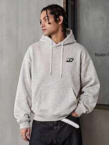MAISONFOX Men's Solid Color Casual Loose Fit Thermal Lined Hoodie Sweatshirt Jacket, Autumn/Winter - Light Grey - View 3