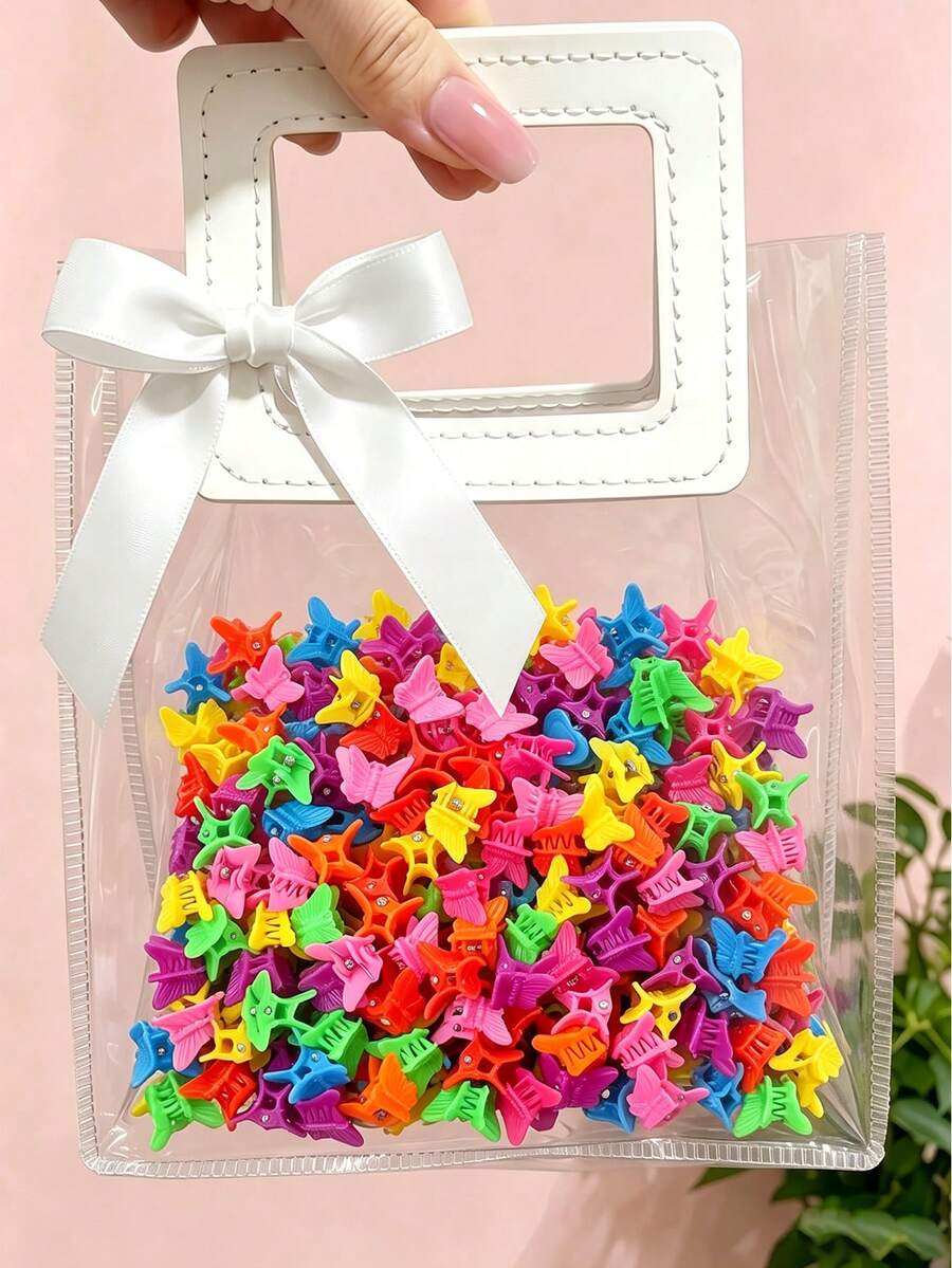 80pcs Cute Mini Colorful Butterfly Hair Clips, Suitable For Girls, Perfect As Back To School Season Gift - 彩色 - 查看 1