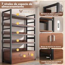WUWAWDOGA Armario/vitrina para guardar libros Moderno 5 Pisos Con 3 puertas Adecuado para su uso en salas de estar, estudios y oficinas - Marrón_100*30*175cm - Ver 4