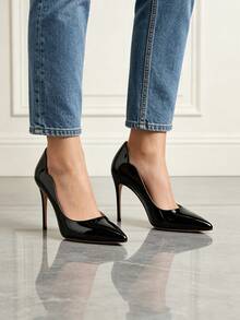 MERUMOTE Women's Pointed Toe High Heels 10cm/3.94" Stiletto Pumps Sexy For Anniversary Party Daily - 黑色 - 查看 2
