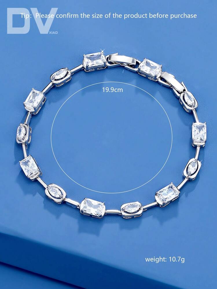 DV JEWELRY 1件人造鋯石白色與彩色石手鍊，白金鍍層奢華女款手鍊，適合約會、婚禮、派對、週年紀念的優雅珠寶，女性禮物 - 銀色 - 查看 16