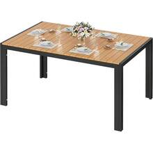 Rectangular Garden Table Made Of Aluminum And WPC, Weatherproof Dining Table For Garden And Patio, Modern Outdoor Table For 6 People, 140x90x75 Cm - 黑色腿+柚木色 - 查看 1