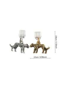 1pc Vintage Leopard Print Phone Dust Plug Pendant, Compatible With Lightning/Type-C Interface, Aesthetic Animal Phone Accessory - Gold - View 3