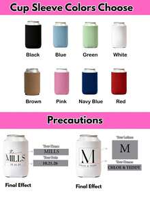 Custom Beverage Insulation Sleeve,Personalized Wedding Can Coolers, Custom Double-Sided Jar Sleeve With Text,8 Colors,Wedding Toast,Wedding Party,Commemorative Gift For Couples & Party Guests, Bulk Custom Insulation Can Sleeves For Weddings - Multicolor - View 4
