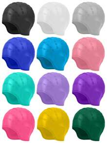 New Ear Protection Swim Cap, Made Of High Elasticity Silicone Material, Covers Both Ears, Reduces Water Entry, Multiple Colors Available, Unisex, Comes With Ear Plugs And Nose Clip - Multicolor - View 5