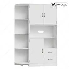 WUWAWDOGA Armario de cocina multifuncional con 2 cajones y 3 armarios Y 4 Área de exposiciones, Blanco - Blanco - Ver 6