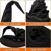 1PC Women's Halloween Witch Hats Black Pleated Wizard Top Hat With Spider Costume Accessories For Cosplay Fancy Dress And Parties - Halloween Witch Hat - View 4