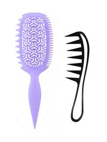 2pcs Curly Hair Comb Set, Ventilated Styling Comb With Flexible Teeth, Side Comb And Pointed Tail Handle, Black Root Volumizing Comb, Suitable For Wavy, Curly, Fine And Thick Hair, Dry And Wet Use Styling Tool - Multicolor - View 13
