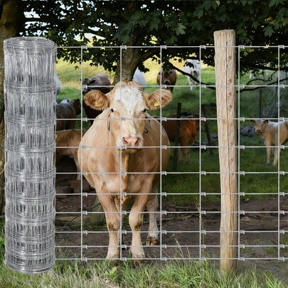 Garvee Heavy Duty Galvanized Livestock Wire Fence, 14-Gauge, Graduated Mesh, Weatherproof Farm Fencing For Cattle Goat Deer, Yard And Pasture