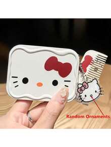 SANRIO Official Licensed Hello Kitty 2-In-1 Mirror & Comb Set, Durable Wavy Edge ABS Material, Adjustable Hinge, Anti-Slip Design, Portable, Suitable For Daily Use And Outdoor Travel - A - View 11