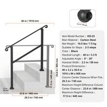 Handrails For Outdoor Steps, 2-3 Step Stair Hand Rail & Indoor Railing Kit, Railings For Outside Steps With Installation Kit, Hand Rails For Seniors,Porch Railing & Deck Hand Rail, Black - 2-3 Steps - View 7